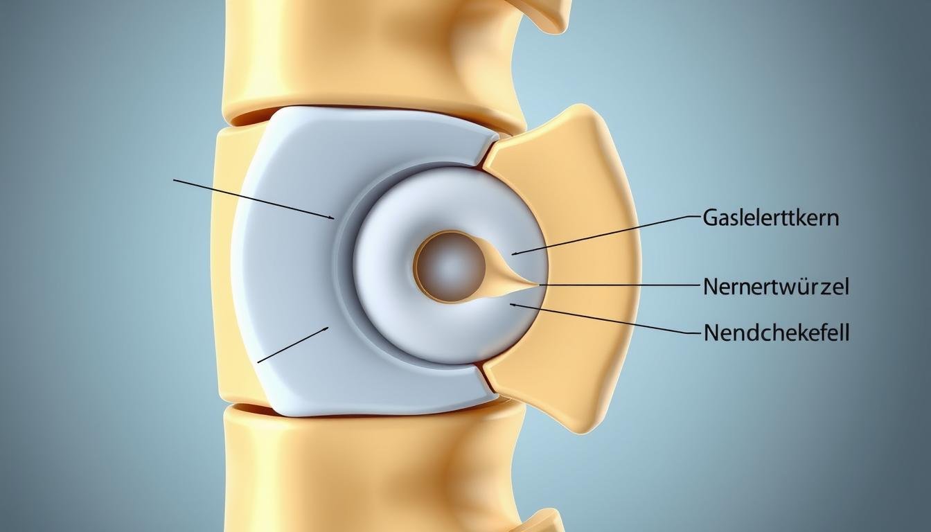 Anatomie der Bandscheibe und Darstellung eines Bandscheibenvorfalls