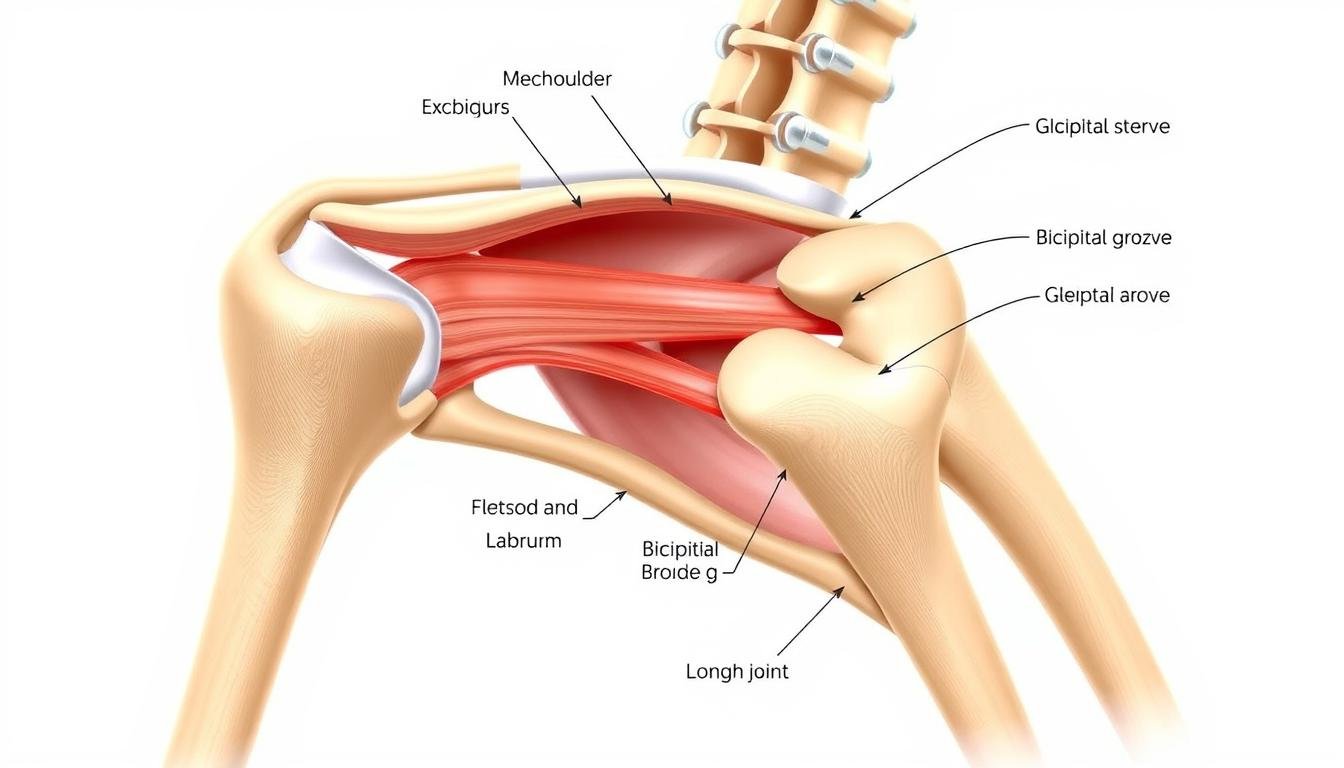 Anatomie der langen Bizepssehne im Schultergelenk mit Darstellung des Verlaufs durch das Gelenk