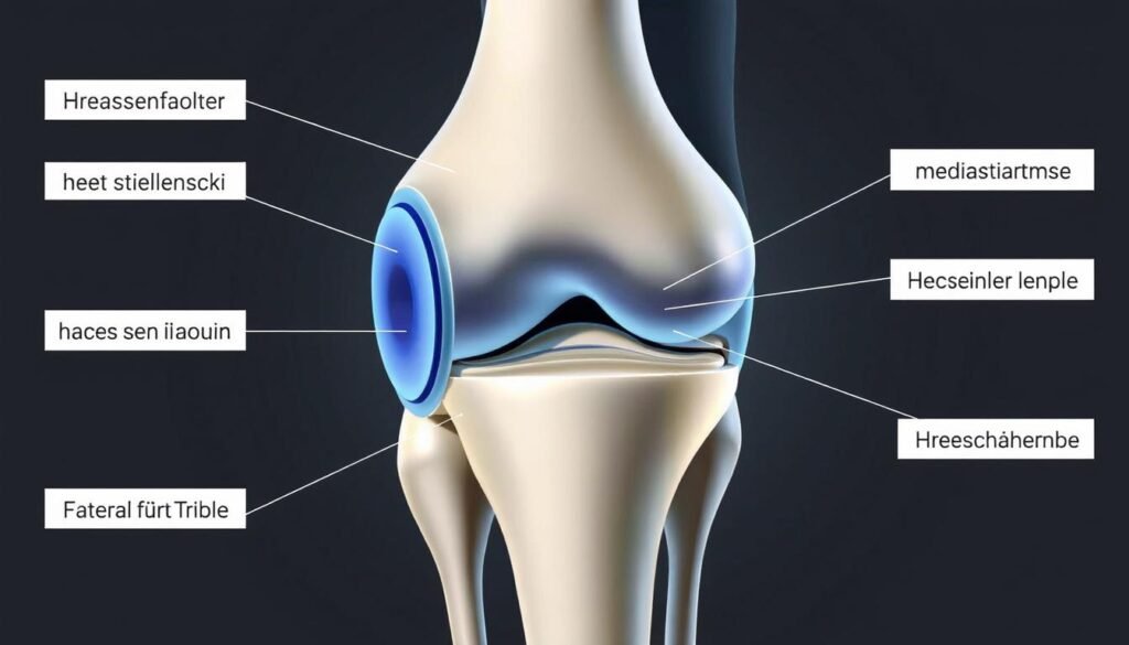 Anatomie des Meniskus im Kniegelenk mit Darstellung des Innen- und Außenmeniskus