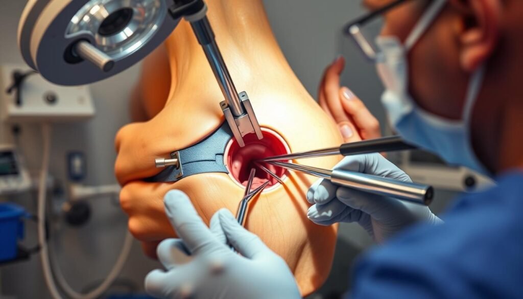 Arthroskopische Meniskus-Operation mit Instrumenten