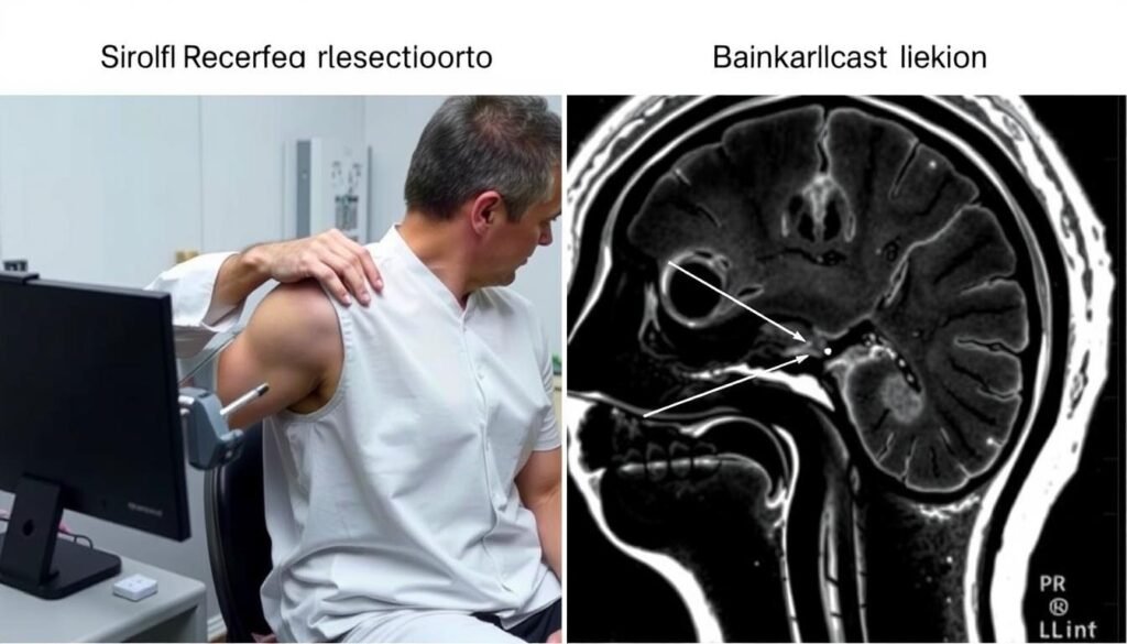 Diagnostische Verfahren bei Schulterinstabilität: MRT-Bild und klinische Untersuchung