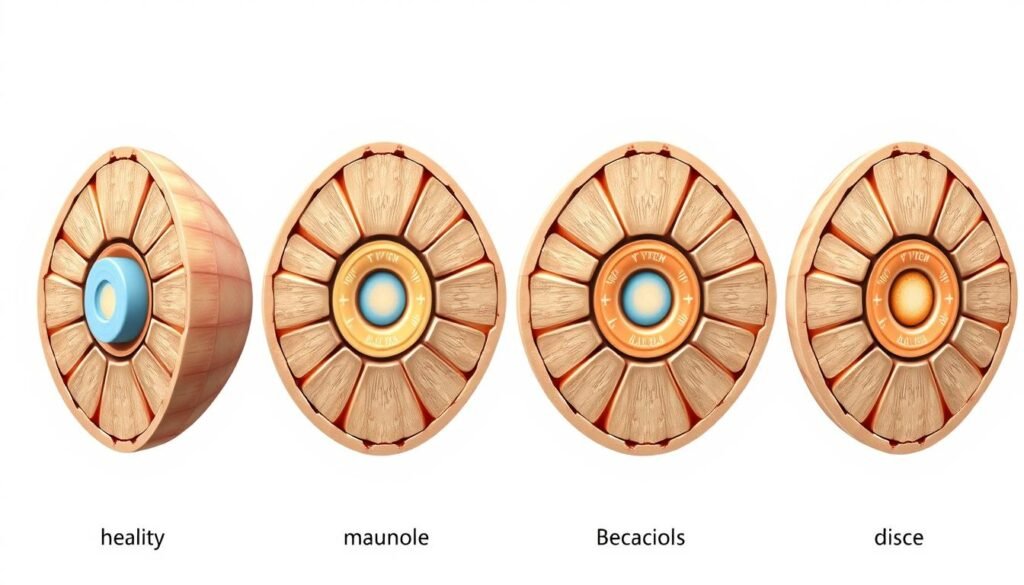 Die vier Stadien der Bandscheibendegeneration im Vergleich