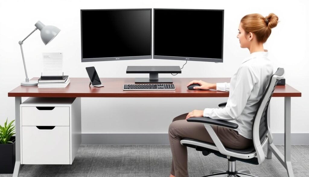 Ergonomischer Arbeitsplatz zur Prävention von HWS-Beschwerden