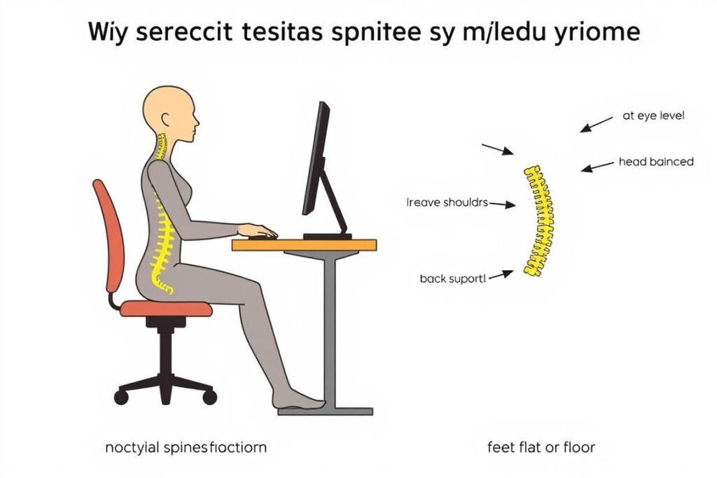 Korrekte Sitzposition am Schreibtisch zur Entlastung der Halswirbelsäule
