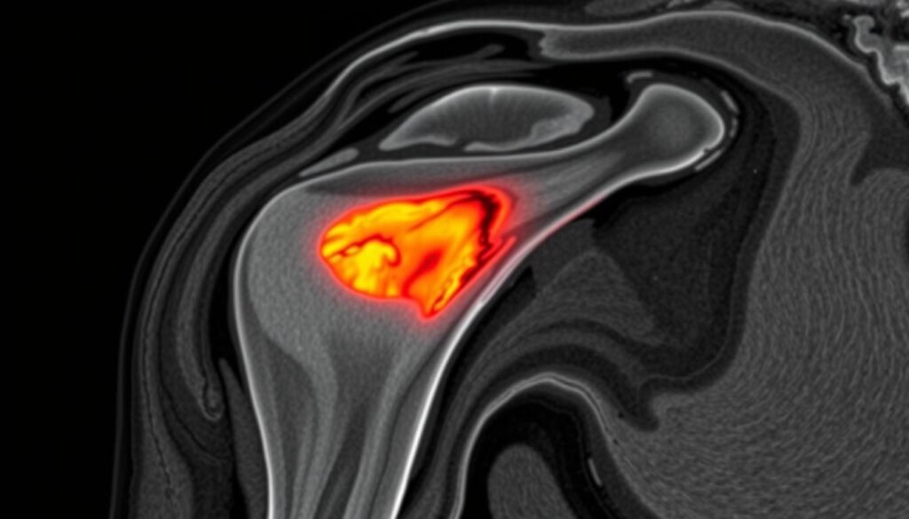 MRT-Aufnahme einer Bizepssehnen Läsion im Schultergelenk