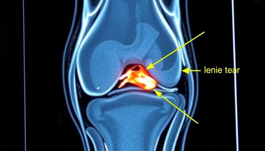 MRT-Bild eines Meniskusrisses im Kniegelenk