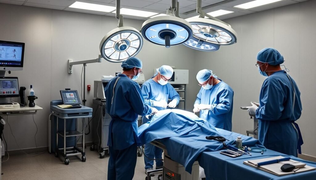 Operationssaal während einer Hüfteendoprothesen-OP