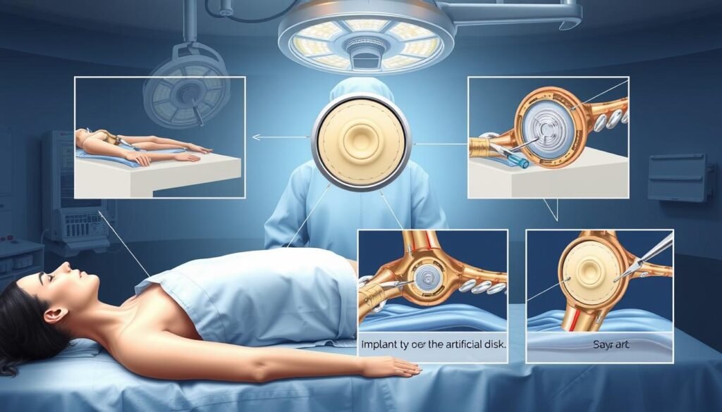 Operativer Eingriff zur Implantation einer Bandscheibenprothese