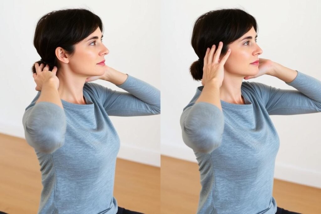 Patient führt Übungen zur Kräftigung der Nackenmuskulatur durch