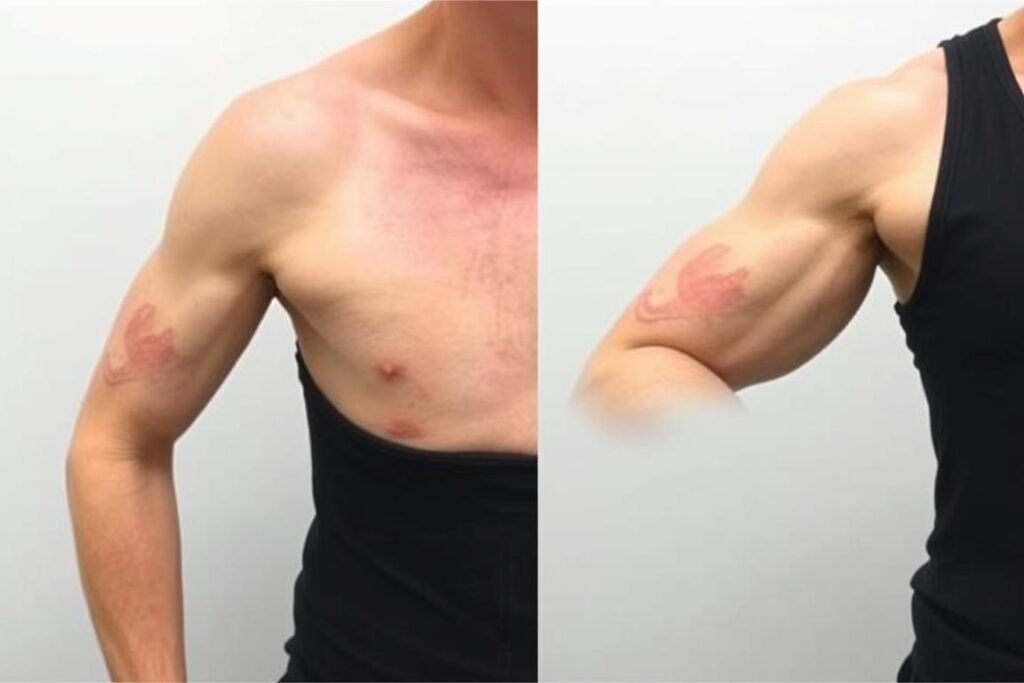 Patient mit typischem 'Popeye-Muskel' nach Bizepssehnenriss