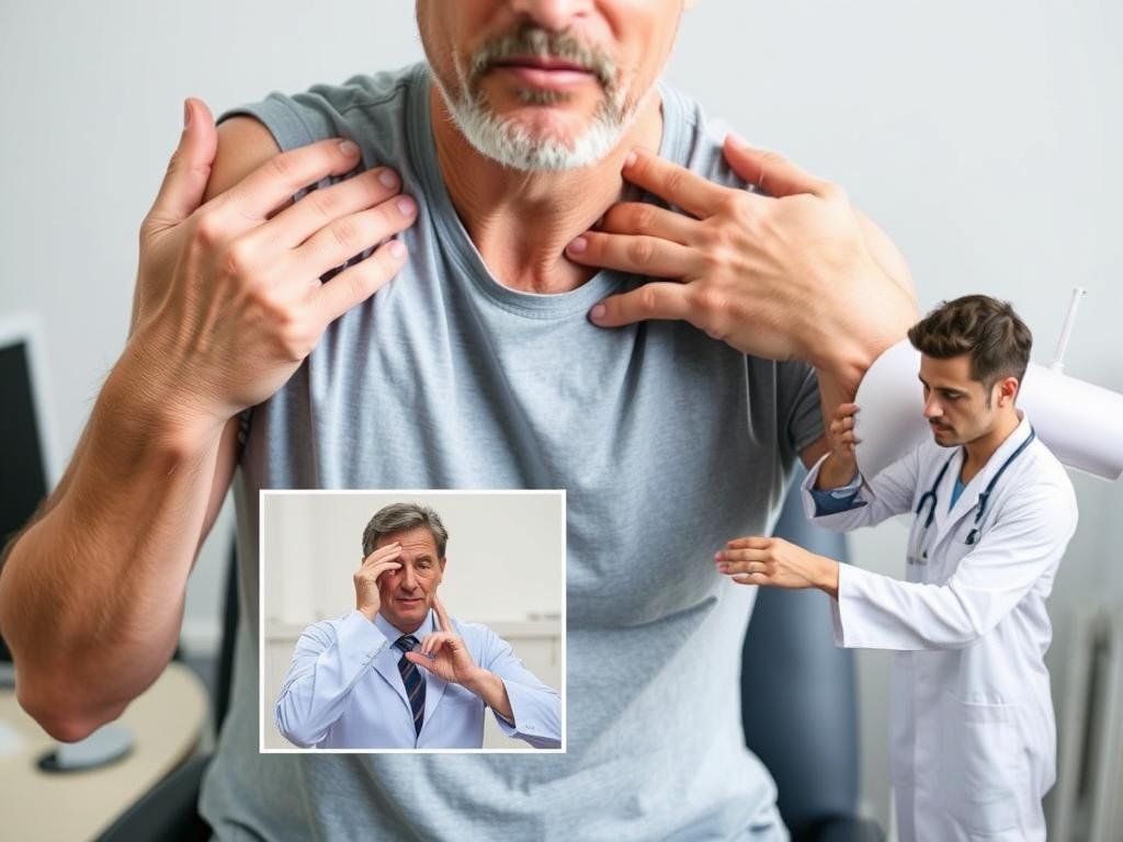 Patient mit typischen Symptomen einer Schulterinstabilität