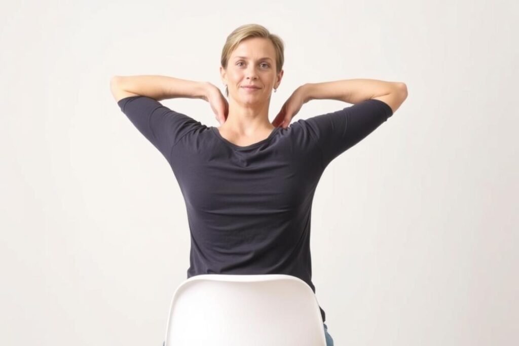 Person führt Schulterrollen-Übung durch