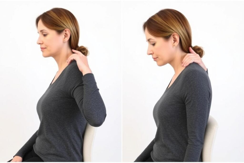Person führt eine sanfte Nackendehnung zur Seite durch