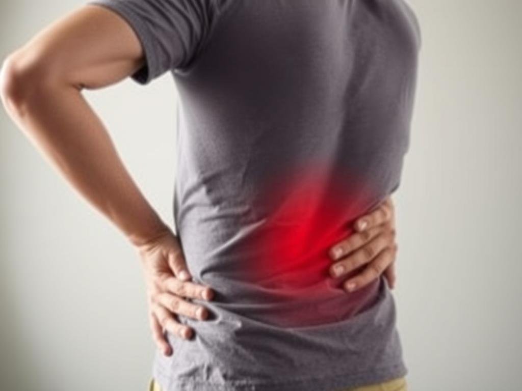 Person mit Rückenschmerzen durch Wirbelgleiten