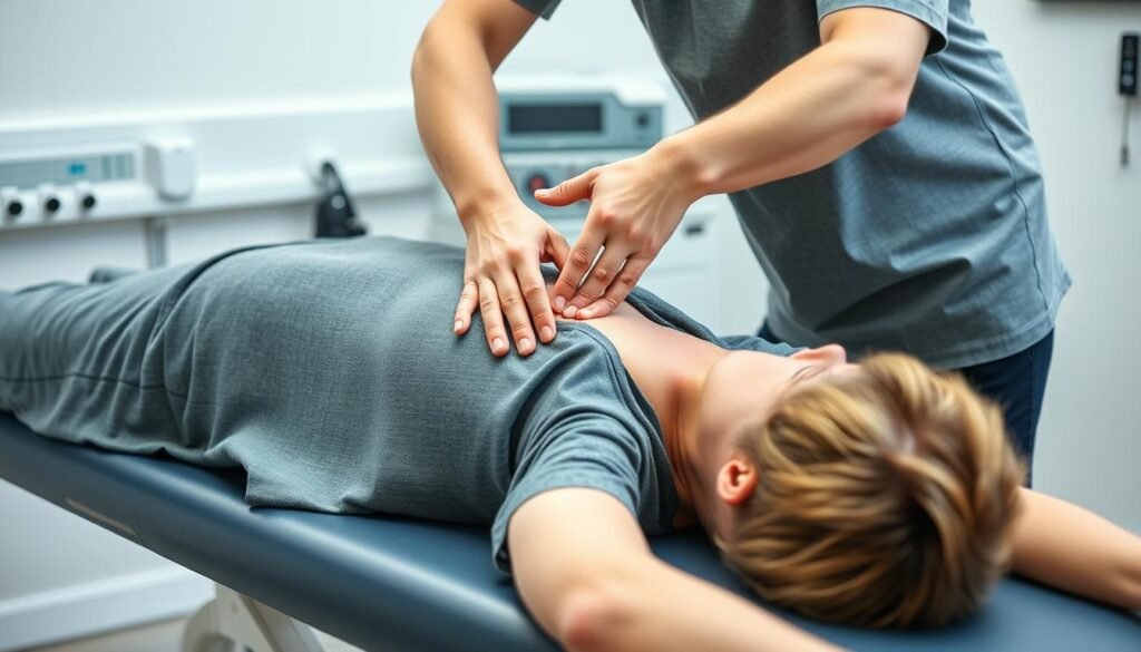 Physiotherapeut behandelt einen Patienten mit HWS-Syndrom