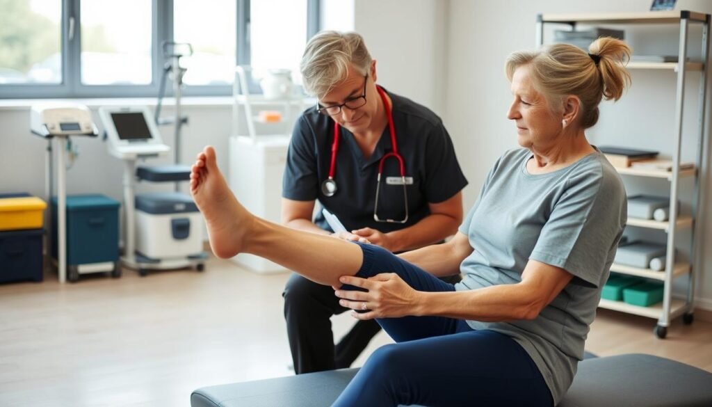 Physiotherapeut bei der Behandlung eines Arthrose-Patienten