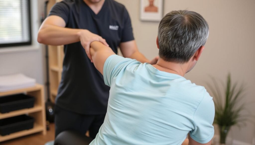 Physiotherapeutische Übung zur Stärkung der Rückenmuskulatur bei Bandscheibendegeneration