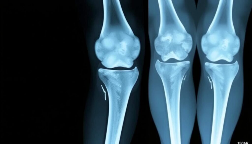 Röntgenbild einer Kniegelenksprothese im Langzeitverlauf