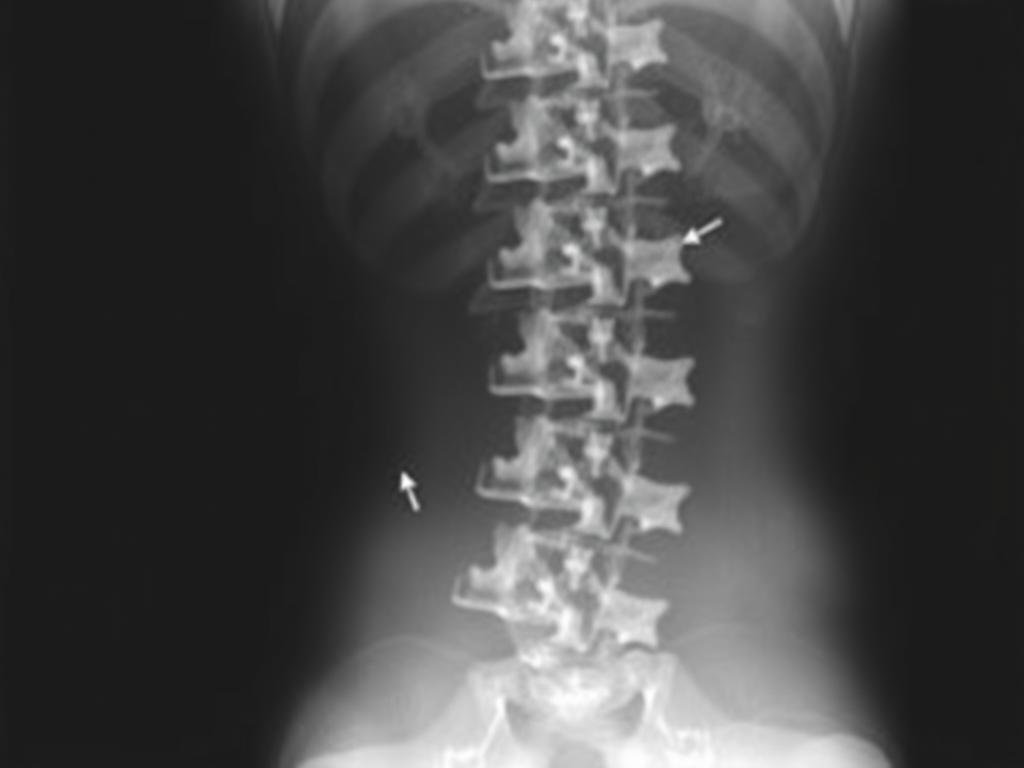 Röntgenbild eines Wirbelgleitens in der Lendenwirbelsäule