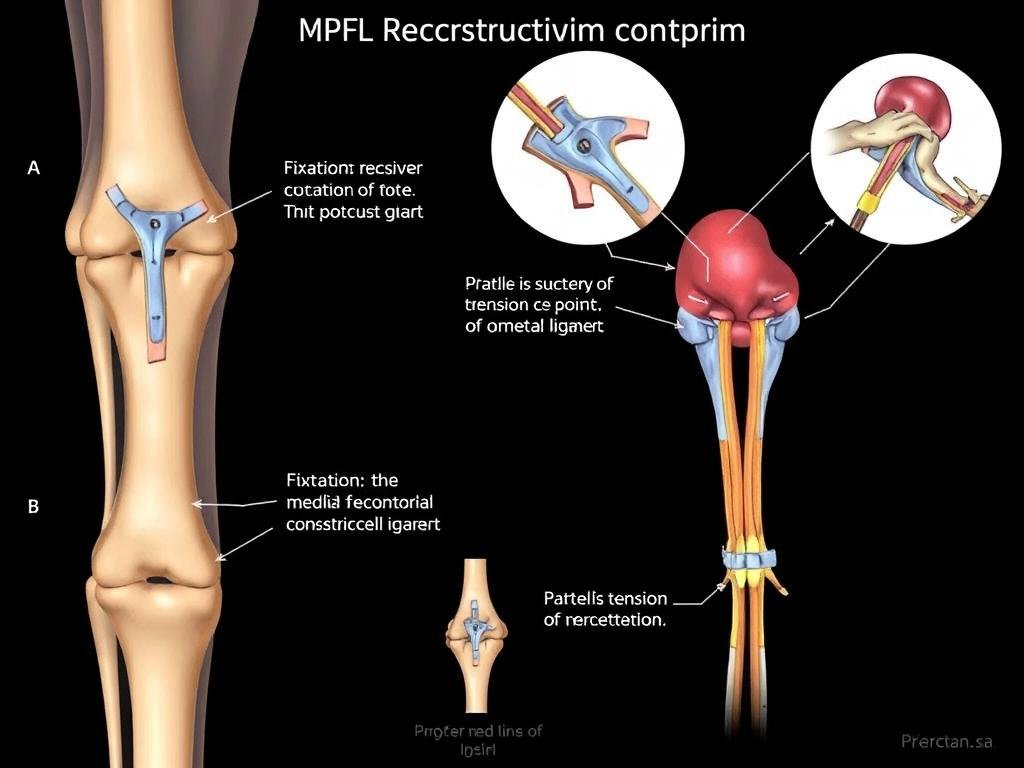Schematische Darstellung der MPFL-Rekonstruktion bei Patellaluxation