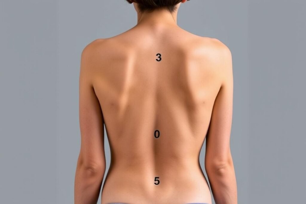 Sichtbare Anzeichen einer Skoliose bei einem Patienten