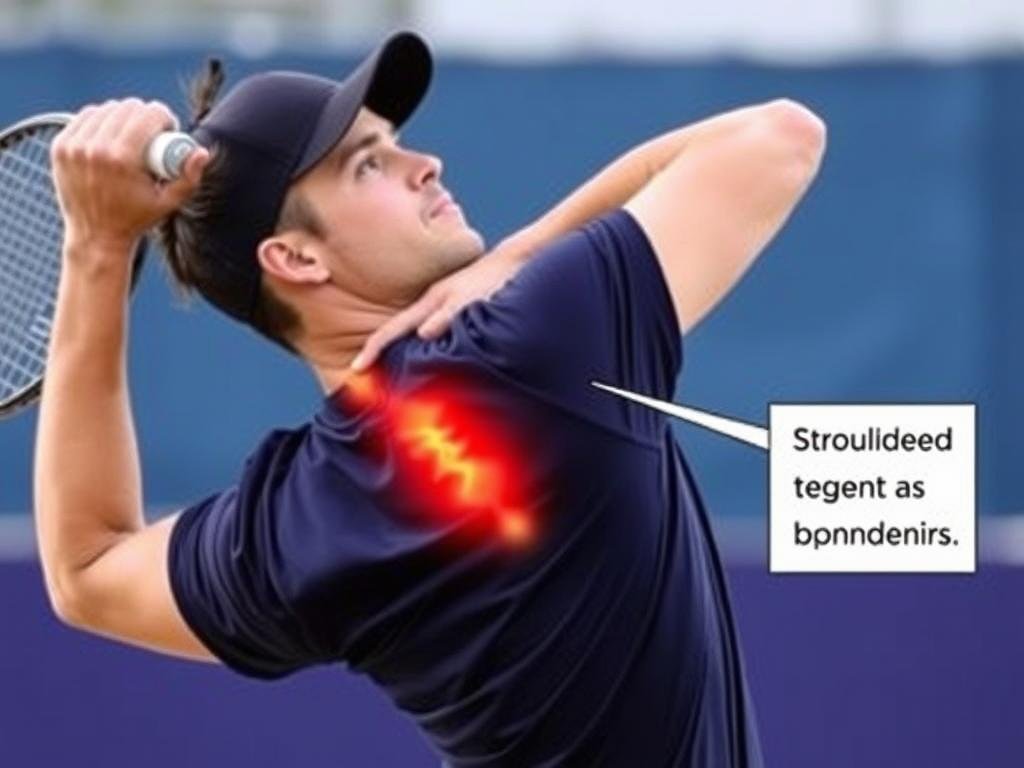 Sportler mit Bizepssehnen Läsion bei einer Überkopfbewegung