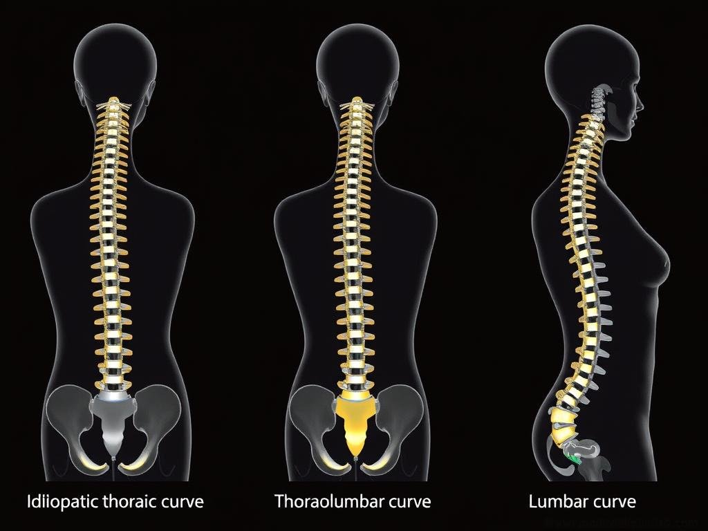 Verschiedene Skoliose-Typen mit unterschiedlichen Krümmungsmustern